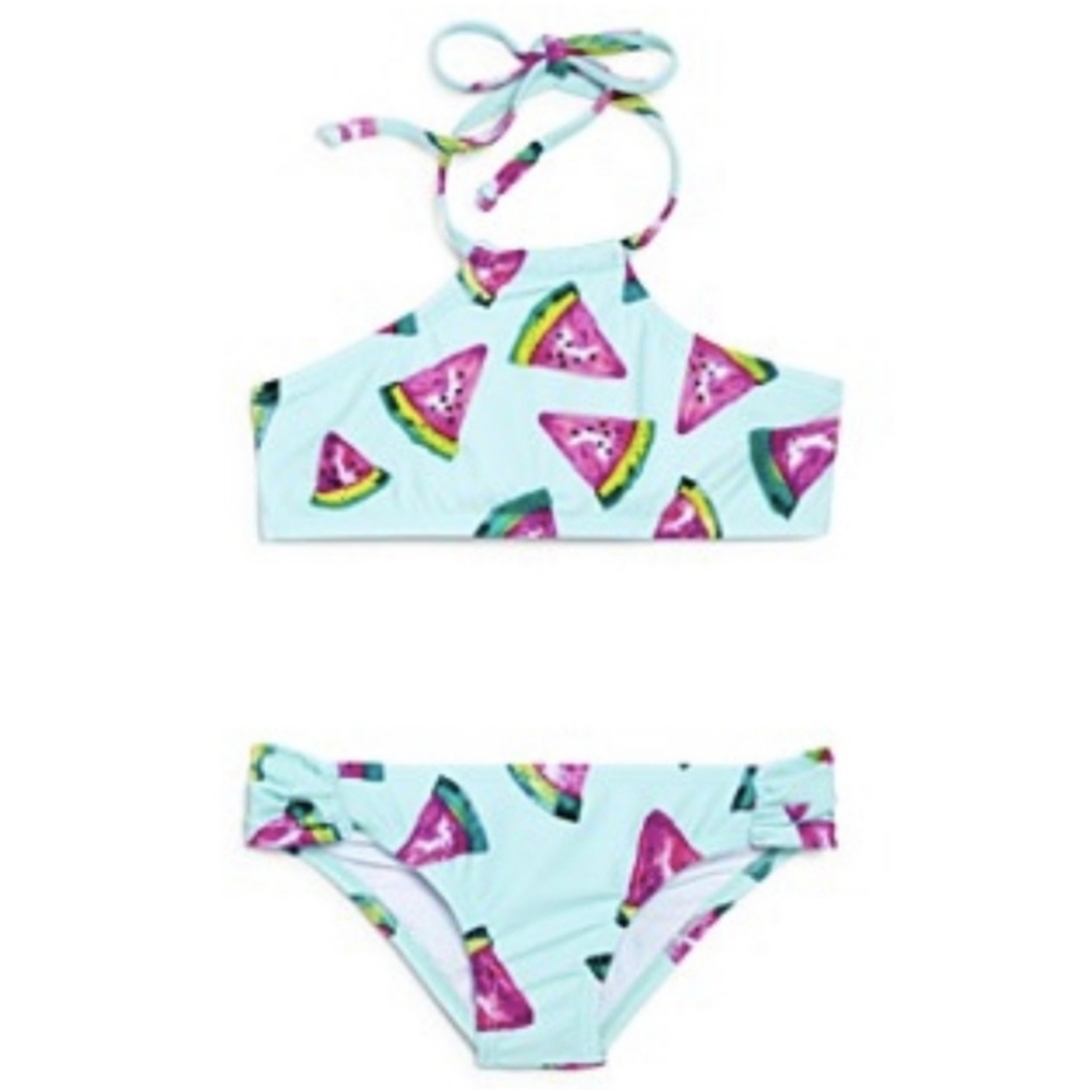 PilyQ Girls Fresca Watermelon Bikini Set Sz 12